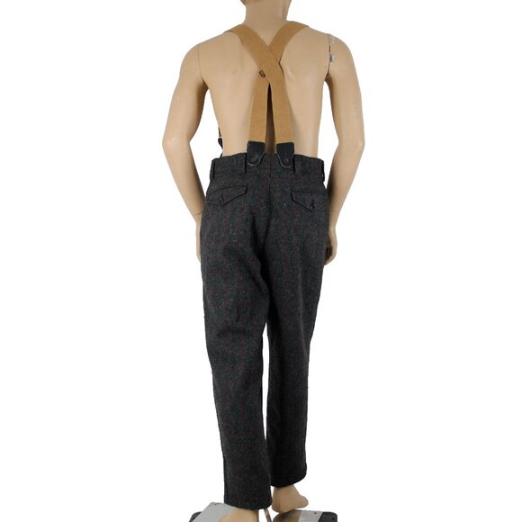 Woolrich Sz 34 x 30 Gray Black Red Plaid With Suspenders Braces Wool Nylon Pants - Picture 8 of 16